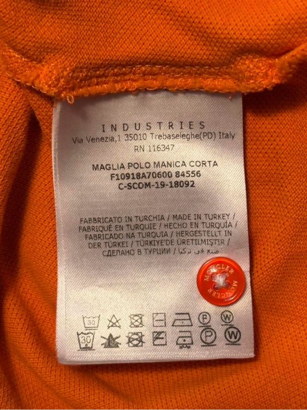 Moncler Polo Men’s Maglia Orange Short-Sleeve Polo with White Trim - Picture 5 of 8